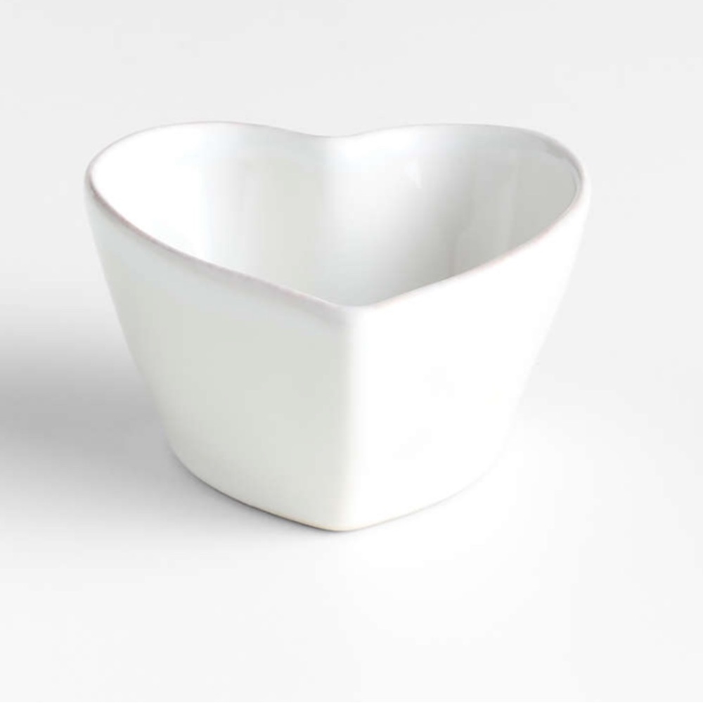New! Crate&Barrel Stoneware 8-Oz. Heart Ramekin in White